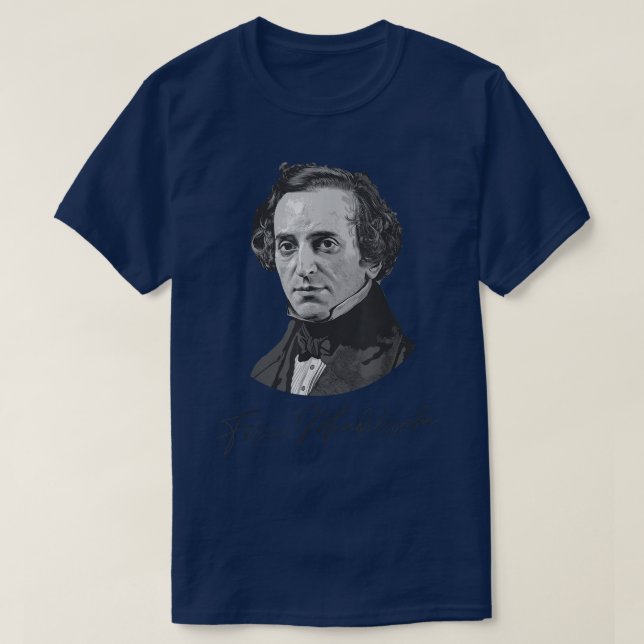 Felix Mendelssohn portrait, music composer classic T-Shirt (Design Front)