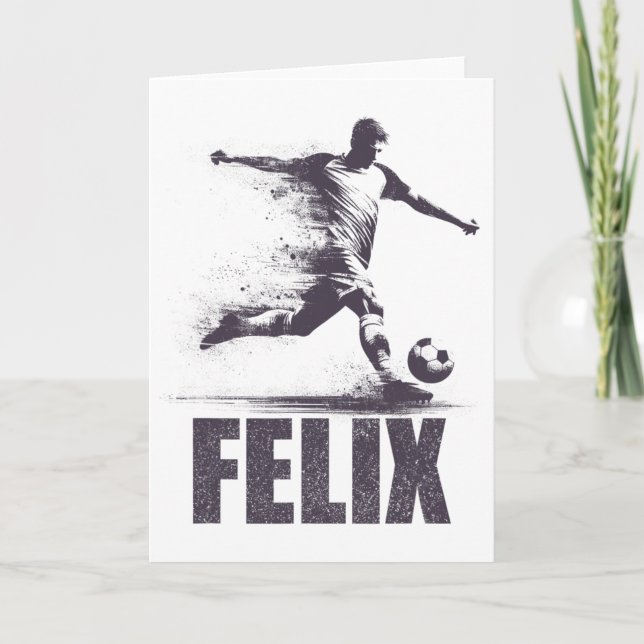 Felix Soccer Boys Personalised First Name Felix  Card (Front)