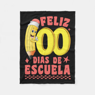 Feliz 100 Dias De Escuela Groovy 100 Days Spanish Fleece Blanket