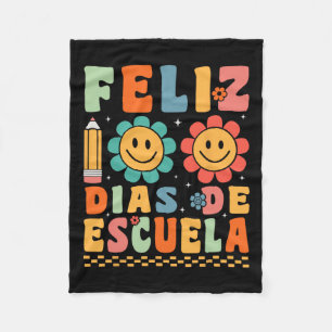 Feliz 100 Dias De Escuela Groovy 100 Days Spanish Fleece Blanket