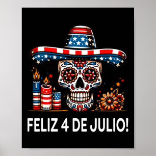 Feliz 4 De Julio Mexican Latina Proud Usa Flag Col Poster
