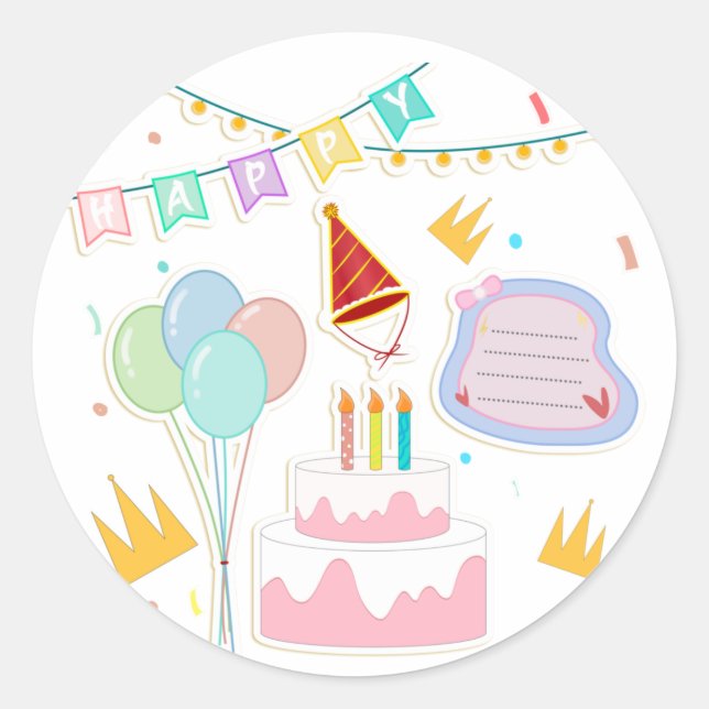 Feliz Aniversário Happy Birthday  Classic Round Sticker (Front)