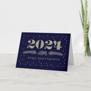 Feliz Ano Novo 2024. New Year's Card in Portuguese