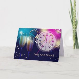 Feliz Ano Novo. New Year's Card in Portuguese