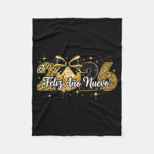 Feliz Año Nuevo 2026 Disco Ball Happy New Year  Fleece Blanket