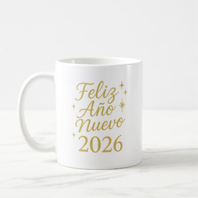 Feliz Año Nuevo 2026 ✨ | Elegant Gold New Year  Coffee Mug (Left)