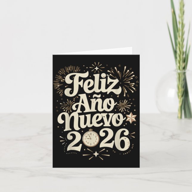 Feliz Año Nuevo 2026 Happy New Year Spanish Mexica Card (Front)