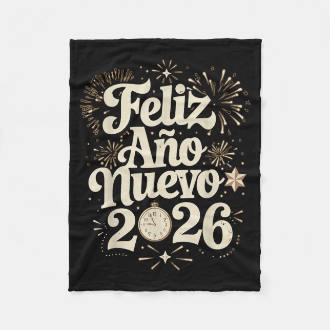 Feliz Año Nuevo 2026 Happy New Year Spanish Mexica Fleece Blanket (Front)