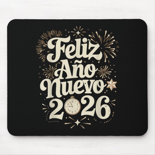 Feliz Año Nuevo 2026 Happy New Year Spanish Mexica Mouse Mat (Front)