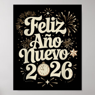 Feliz Año Nuevo 2026 Happy New Year Spanish Mexica Poster