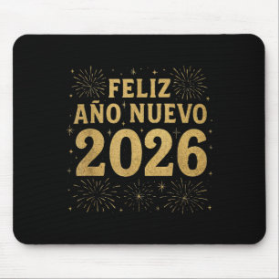 Feliz Año Nuevo 2026 Spanish New Year Gold Firewor Mouse Mat