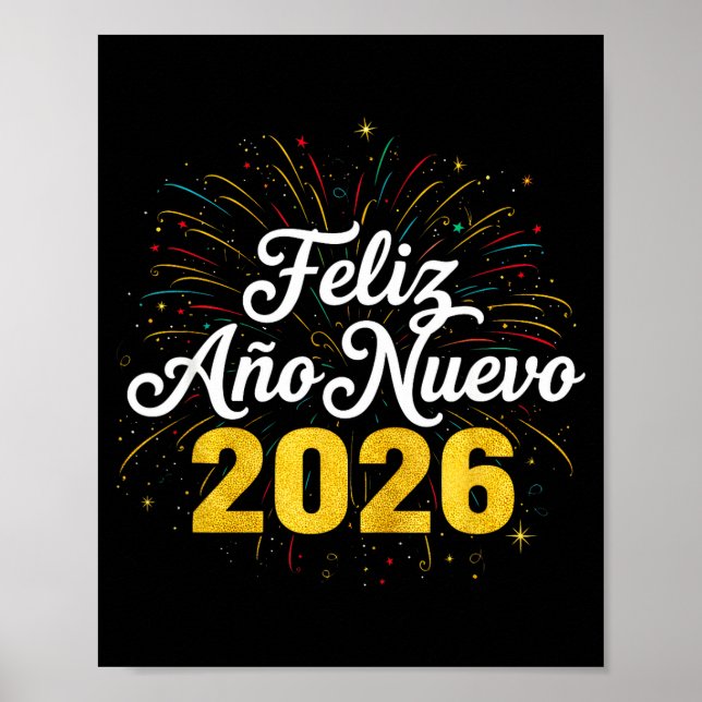 Feliz Año Nuevo 2026 Spanish New Years Eve Party  Poster (Front)