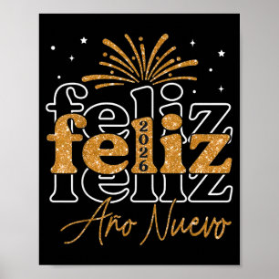 Feliz Año Nuevo 2026 Spanish New Years Eve Party Poster