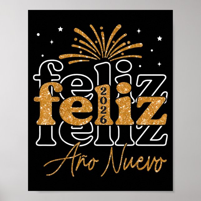 Feliz Año Nuevo 2026 Spanish New Years Eve Party  Poster (Front)