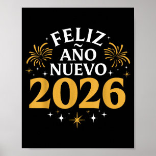 Feliz Año Nuevo 2026 Spanish New Years Eve Party Poster