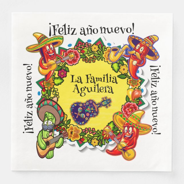 Feliz Ano Nuevo - Spanish Happy New Year  Napkin (Front)