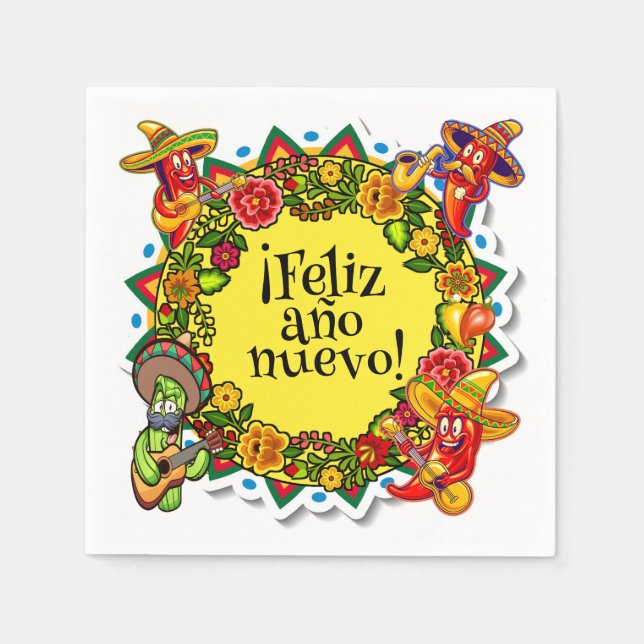 Feliz Ano Nuevo - Spanish Happy New Year  Napkin (Front)