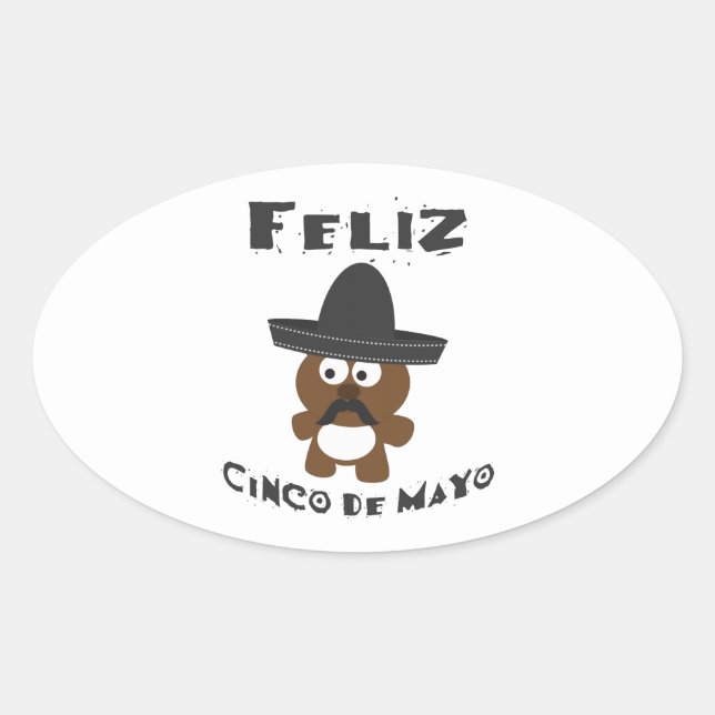 Feliz Cinco de Mayo - Bear Oval Sticker (Front)