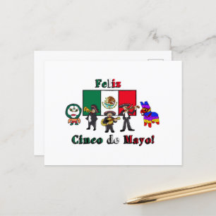 Feliz Cinco de Mayo! Holiday Cartoon Illustration Postcard