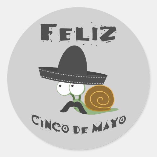 Feliz Cinco De Mayo Snail Classic Round Sticker (Front)