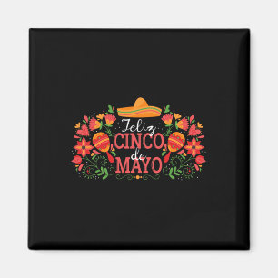 Feliz Cinco De Mayo With Guitar Cactus Sombrero Ma Magnet
