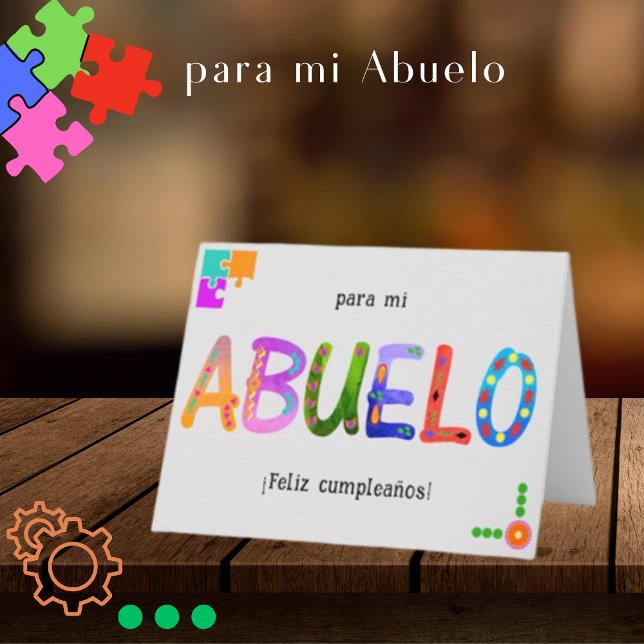 Feliz Cumpleaños Abuelo Whimsical letters Birthday Card (Creator Uploaded)