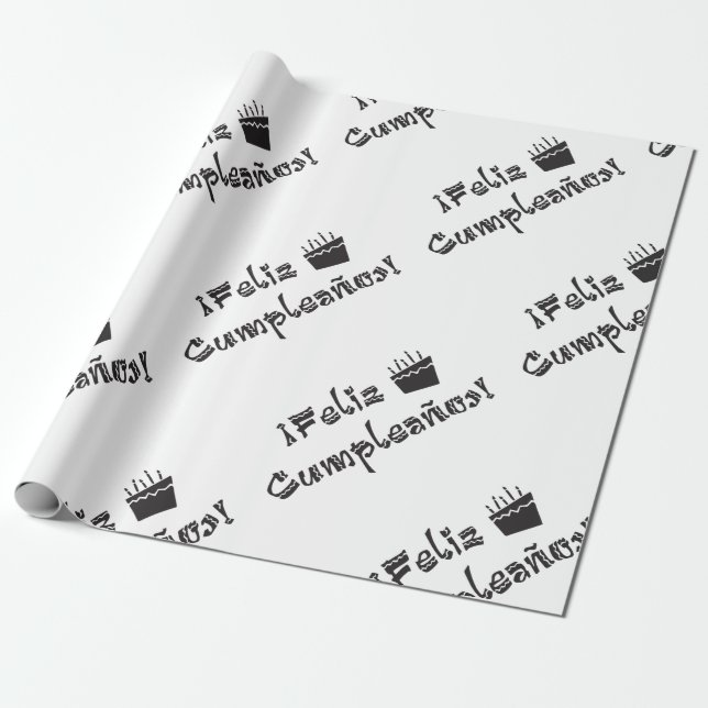 feliz cumpleanos arriba cake wrapping paper (Unrolled)
