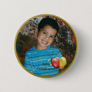 Feliz Cumpleanos Circle Photo Template 6 Cm Round Badge