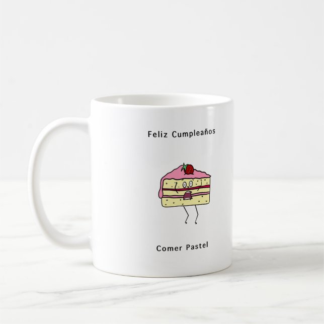 Feliz Cumpleanos Comer pastel, birthday  Coffee Mug (Left)