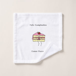 Feliz Cumpleanos Comer pastel, birthday Wash Cloth