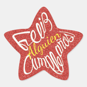 Feliz cumpleaños con estrellas star sticker