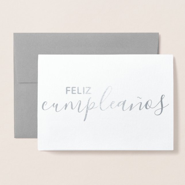 Feliz Cumpleaños Elegant Spanish Happy Birthday Foil Card (Front With Envelope)