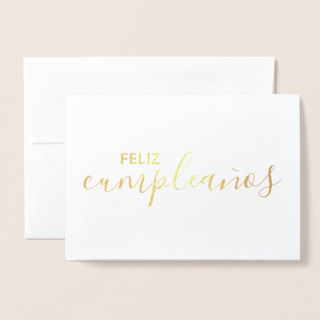 Feliz Cumpleaños Elegant Spanish Happy Birthday Foil Card (Front With Envelope)