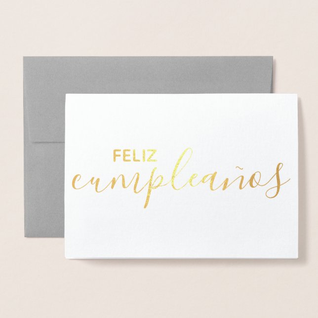 Feliz Cumpleaños Elegant Spanish Happy Birthday Foil Card (Front With Envelope)