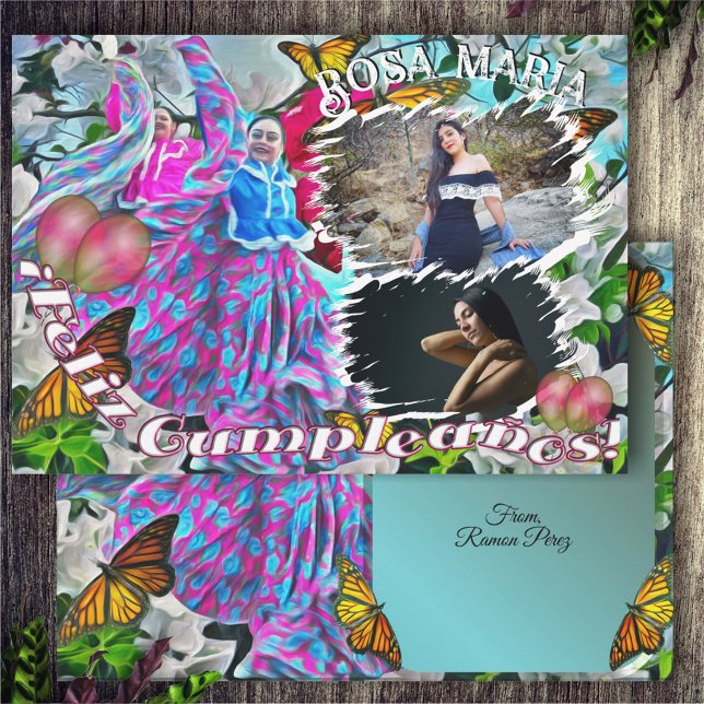 Feliz Cumpleanos Flowers & Butterflies PV01 Card (Creator Uploaded)
