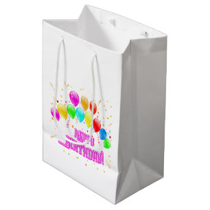 ¡Feliz Cumpleaños! Globos colores Bolsa de regalo Medium Gift Bag