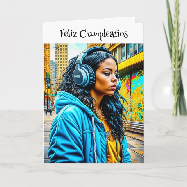  Feliz Cumpleaños Happy Birthday in Spanish Card (Front)
