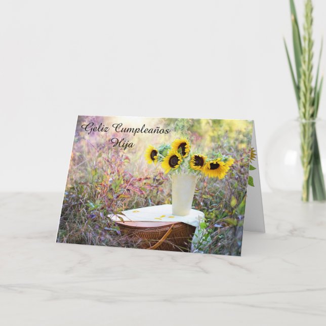 Feliz Cumpleaños Hija Sunflower Card (Front)