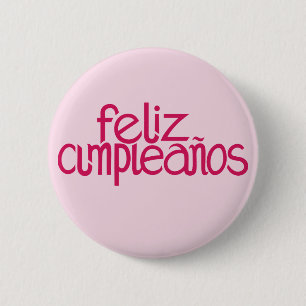 Feliz Cumpleaños hot pink Button