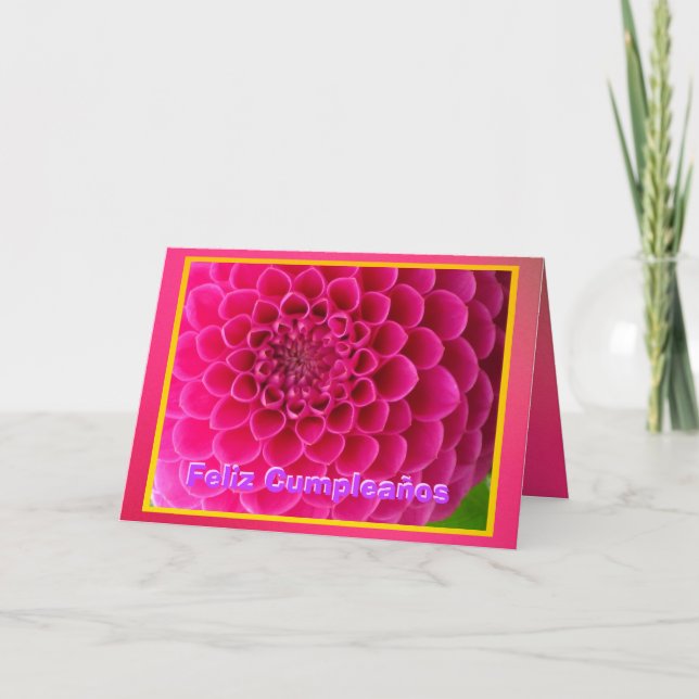 Feliz Cumpleaños - La Dalia Rosa Card (Front)