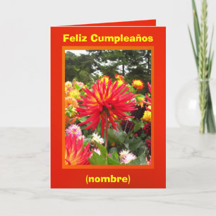 Feliz Cumpleaños - Las Dalias Rojas y Amarillas Card