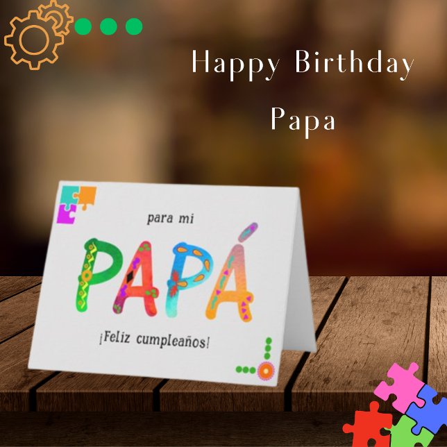 Feliz Cumpleaños Papá Whimsical letters Birthday Card (Creator Uploaded)