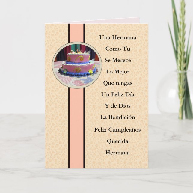 Feliz Cumpleaños Querida Hermana Card (Front)