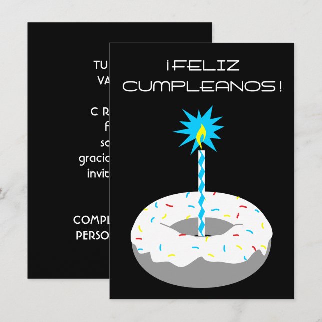 feliz cumpleanos rosquilla invitation (Front/Back)