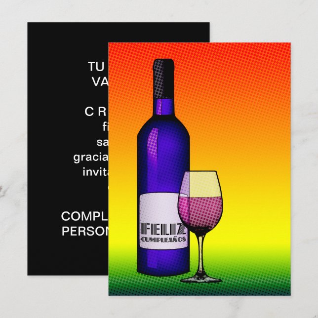 feliz cumpleanos salud invitation (Front/Back)