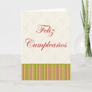 Feliz Cumpleaños Spanish Birthday floral stripes Card