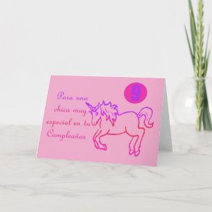 Feliz Cumpleaños Spanish Birthday unicorn 9 nine Card