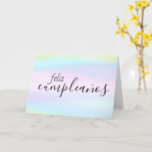 Feliz Cumpleaños Spanish Birthday Watercolor Brush Card