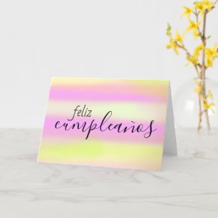 Feliz Cumpleaños Spanish Birthday Watercolor Brush Card