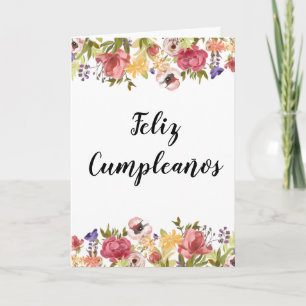 Feliz Cumpleaños Spanish Floral Flower Birthday Card